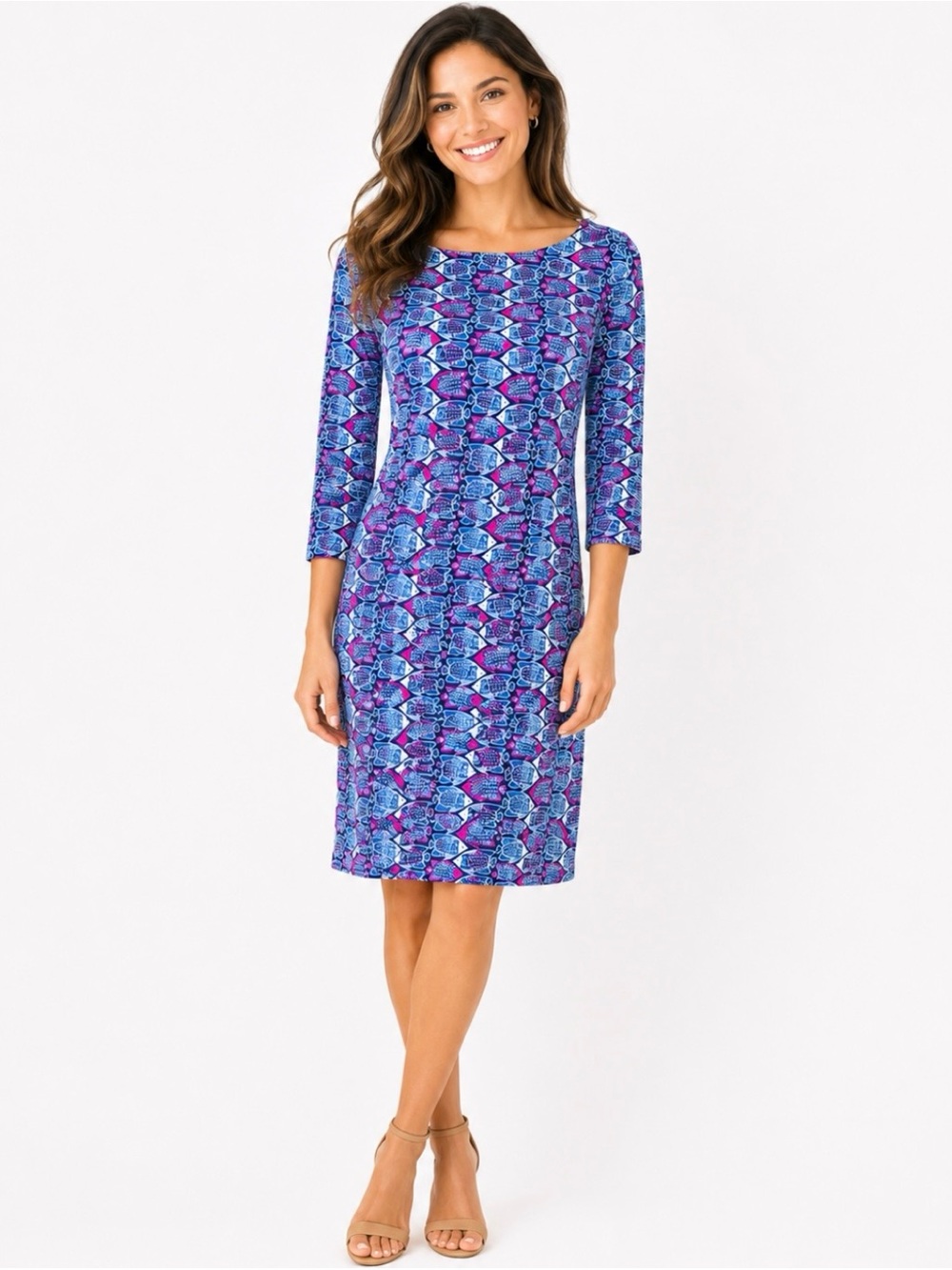 Vineyard Vines fishy dress in blues and pinks